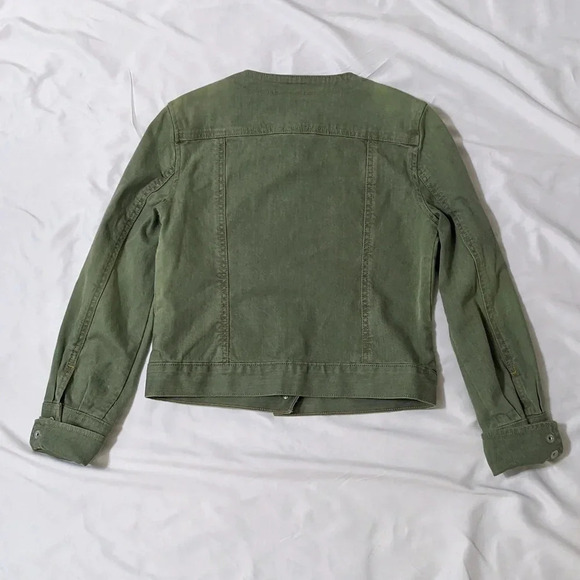 GAP Mock Neck Button Up Denim Jacket, Color Sage Green Size S - Picture 2 of 14